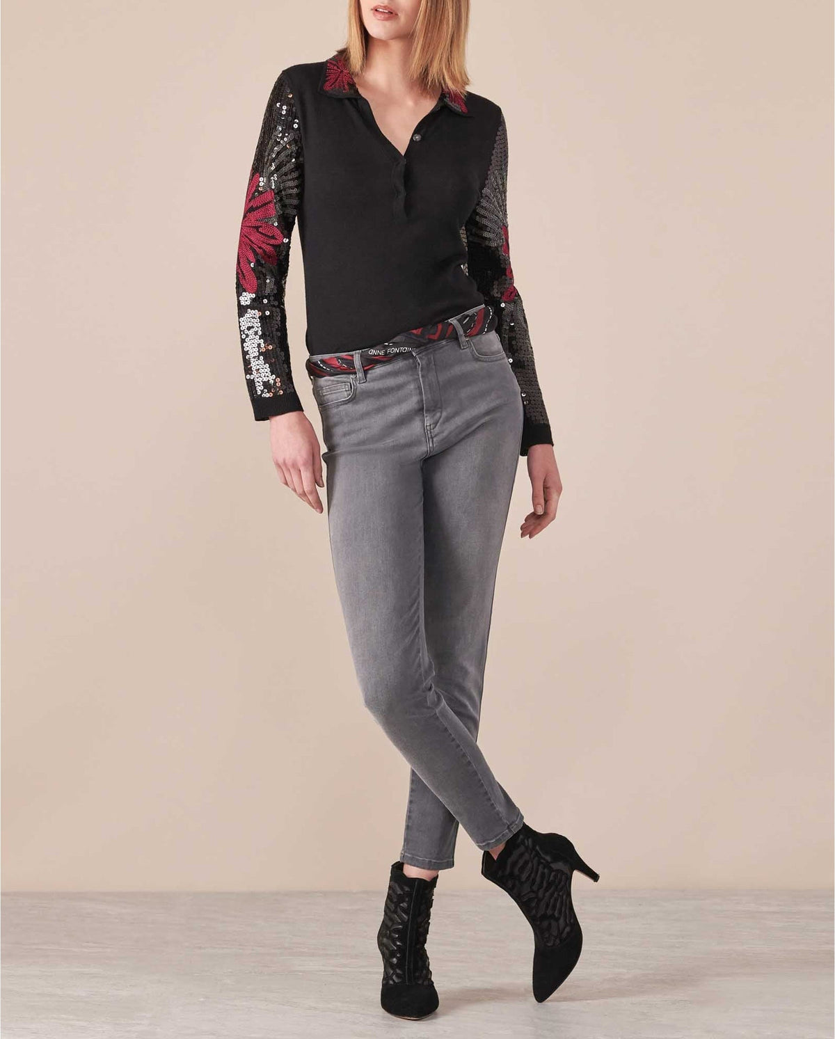 Pull Lisou à détails brodés - Black