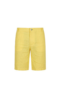 Short à ceinture élastiquée en lin - Jaune