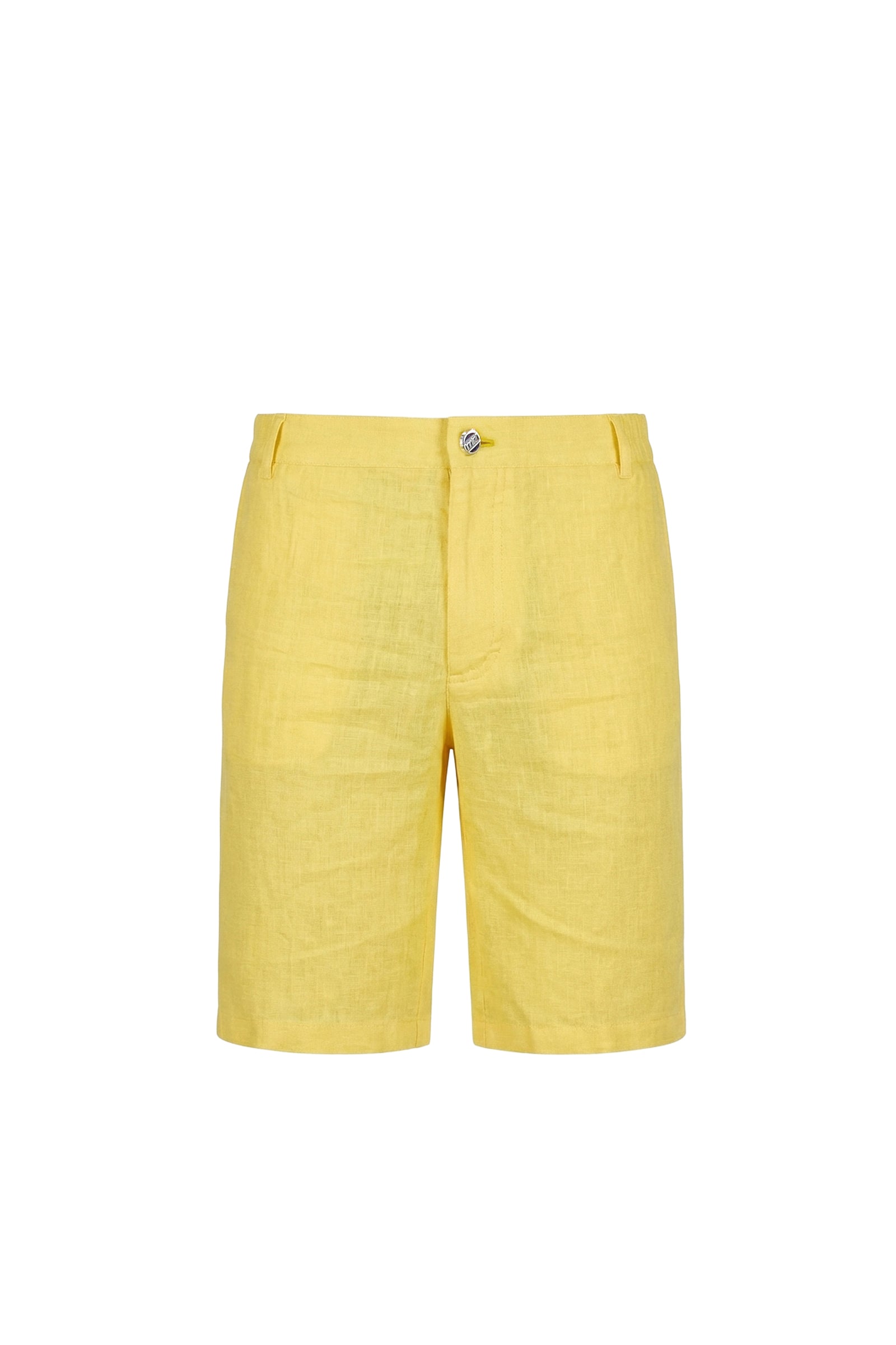 Short à ceinture élastiquée en lin - Jaune