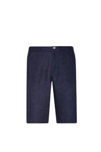 Short boutonné et chiné en lin - Bleu