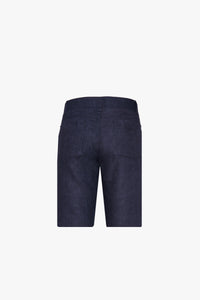 Short boutonné et chiné en lin - Bleu