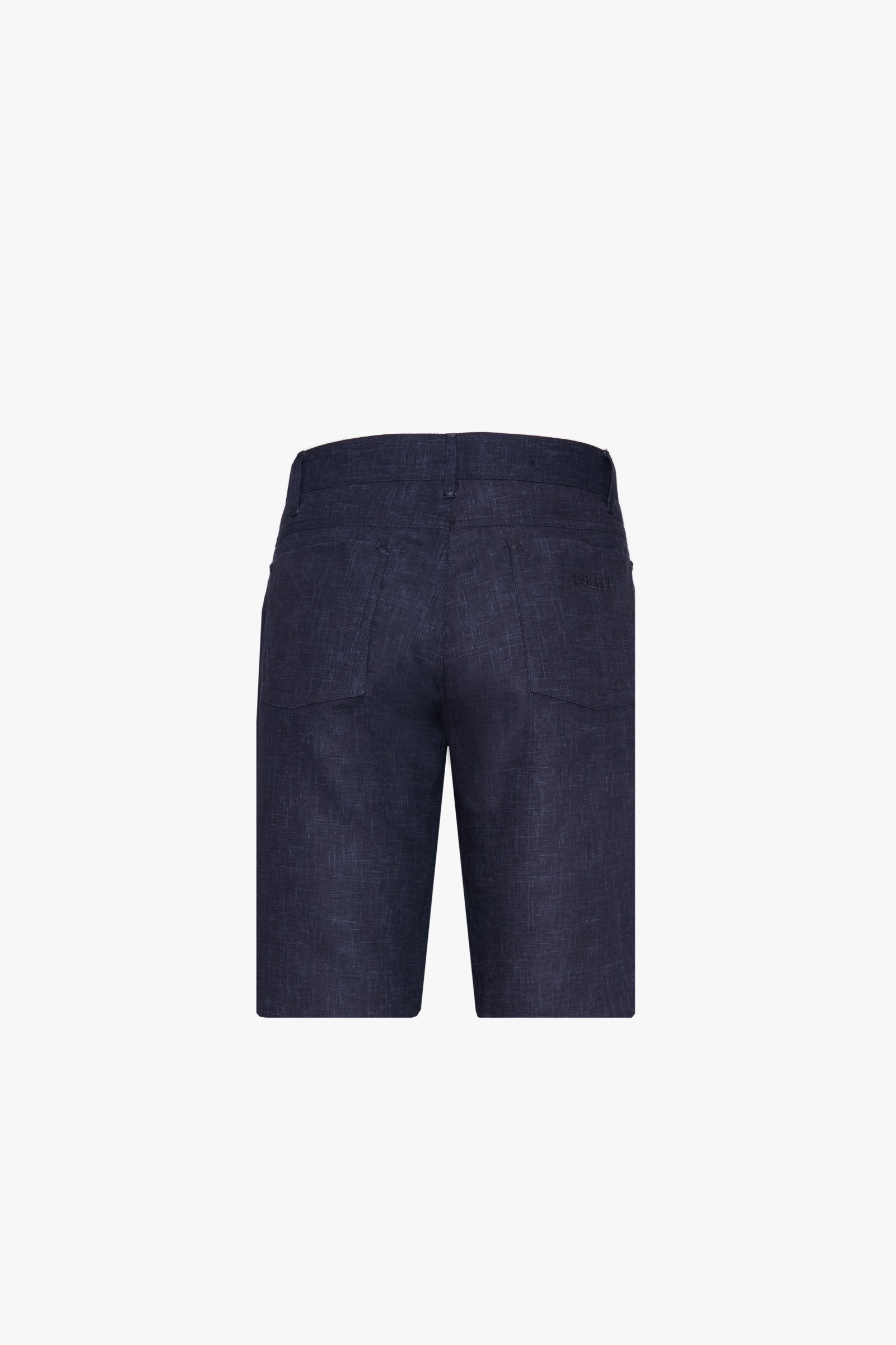 Short boutonné et chiné en lin - Bleu