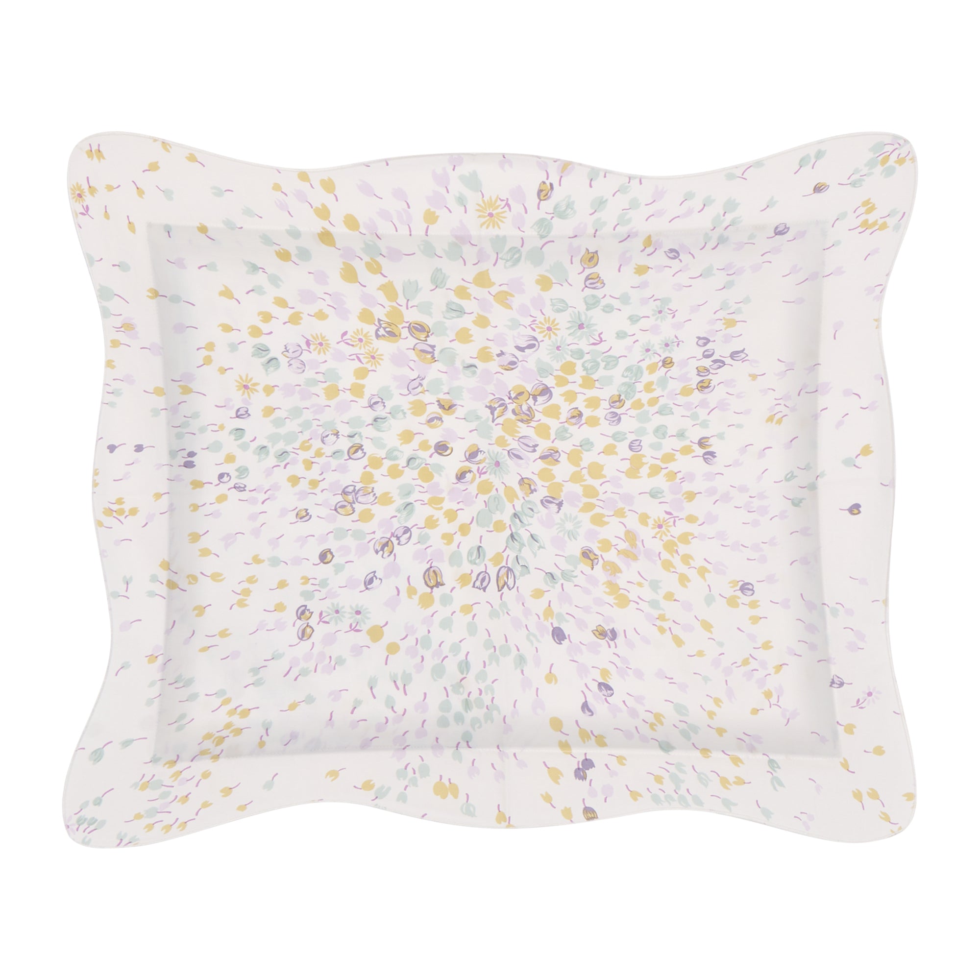 Housse de couette Bouquet éclaté en percale de coton - Celadon & Jaune