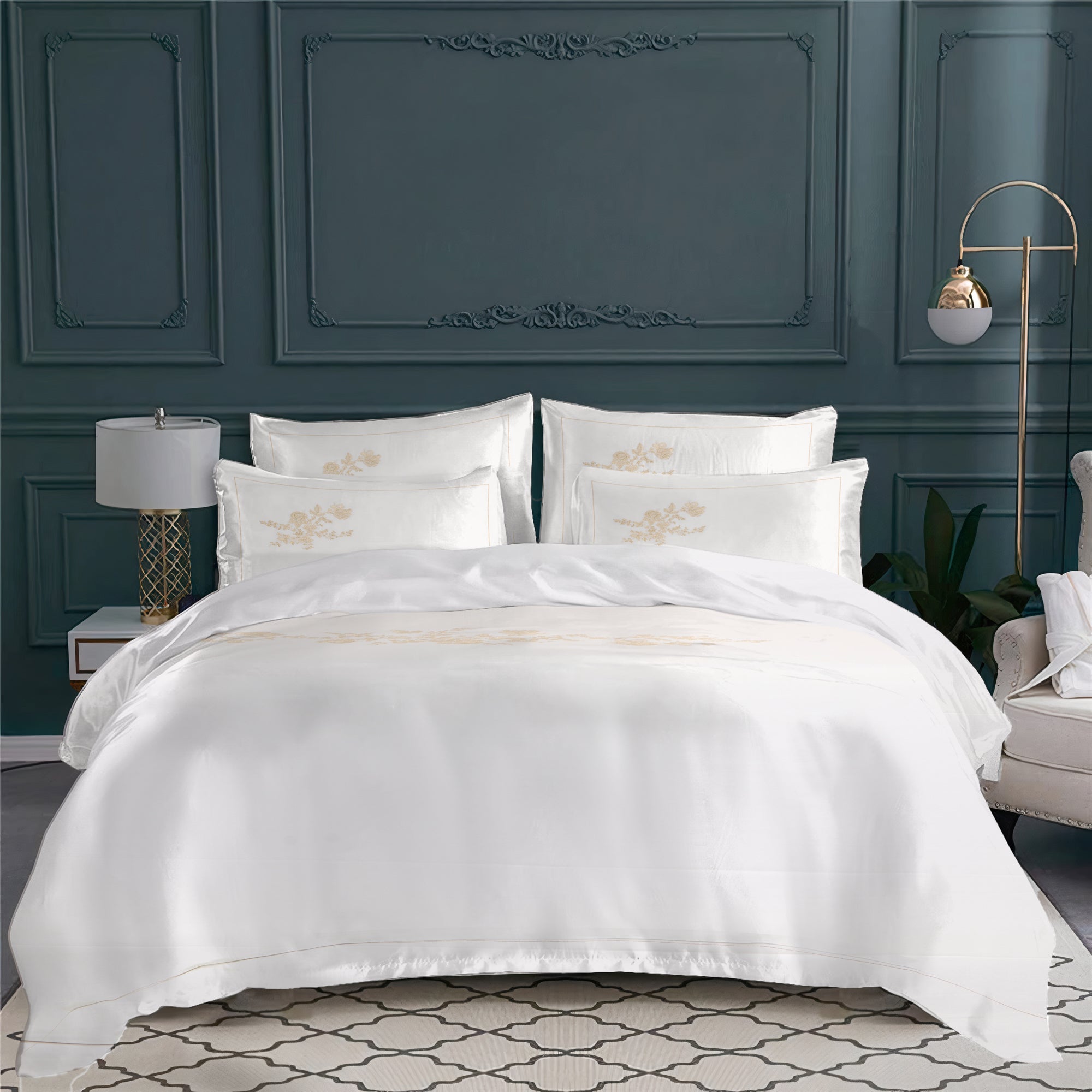 Parure de lit Favorite en voile de coton - White Gold