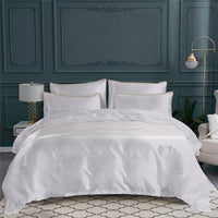 Drap de dessous Aigue marine en satin de coton - Uni pêche