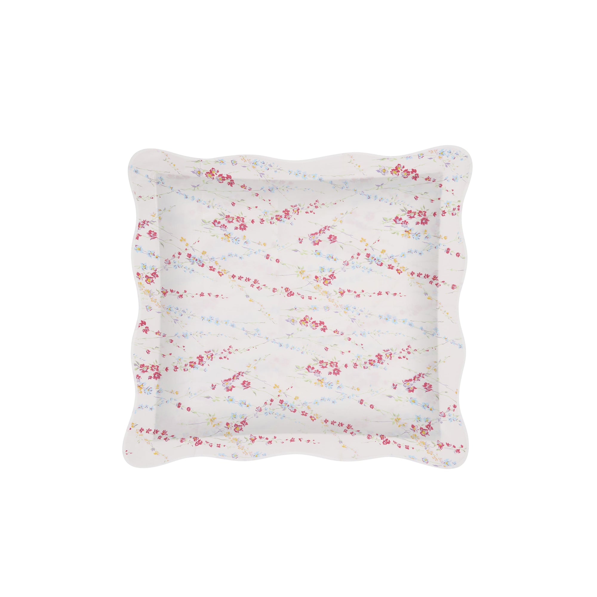 Taie d'oreiller Brindilles en voile de coton - Rouge Cerise & Vert