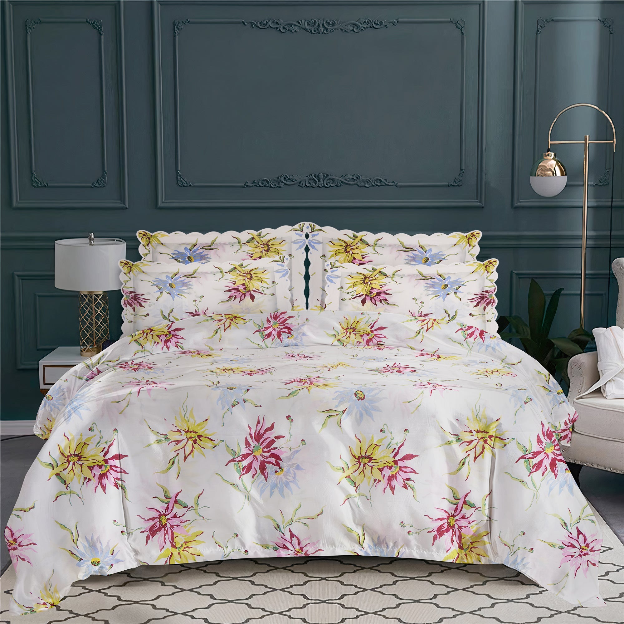 Taie d'oreiller Dahlias en voile de coton - Multicouleurs
