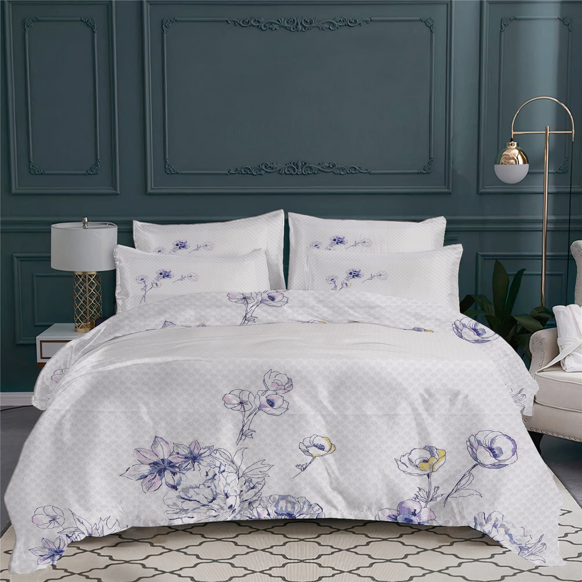 Esquisse bed linen set - Violet & Grey