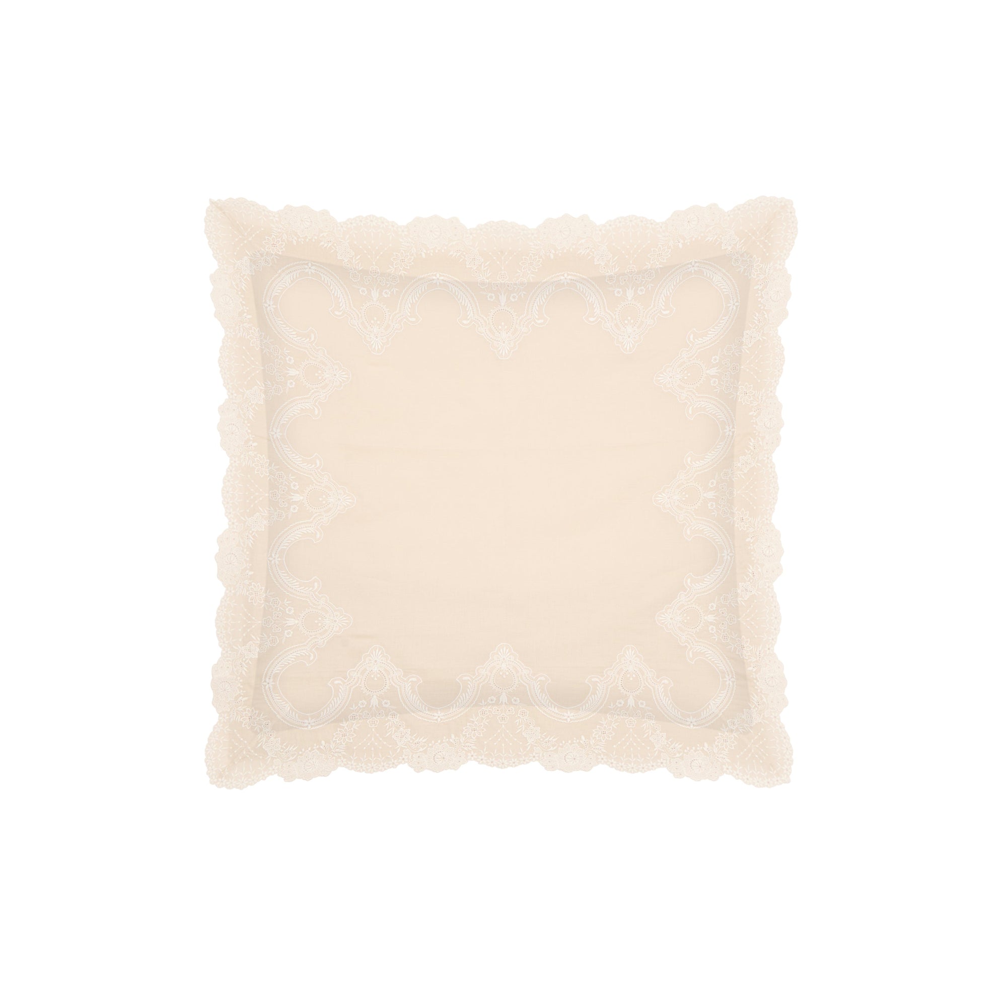 Guirlande pillow case in cotton voile - Mi-blanc & Sable
