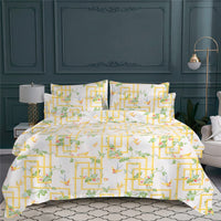 Housse de couette La vallée aux loups en percale de coton - Jaune & Vert