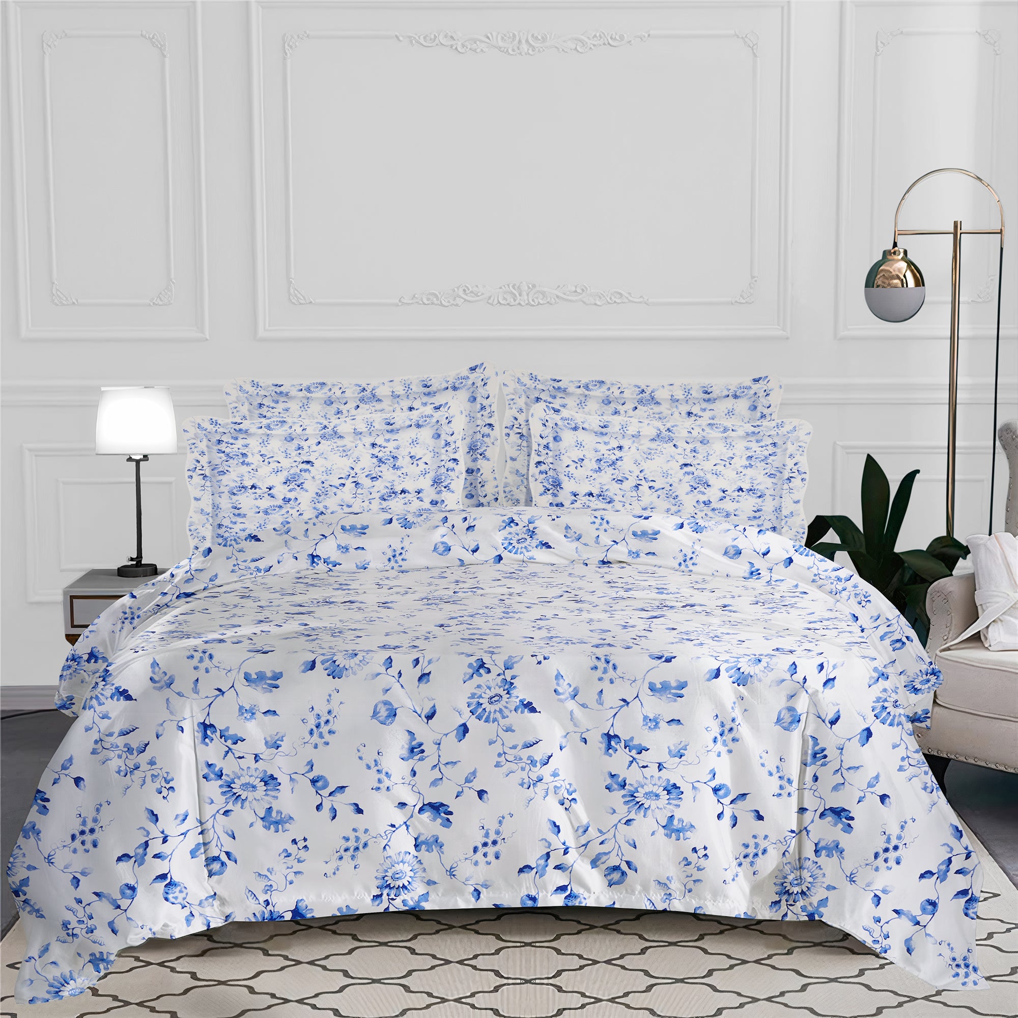 Housse de couette Mandarin en voile de coton - Bleu