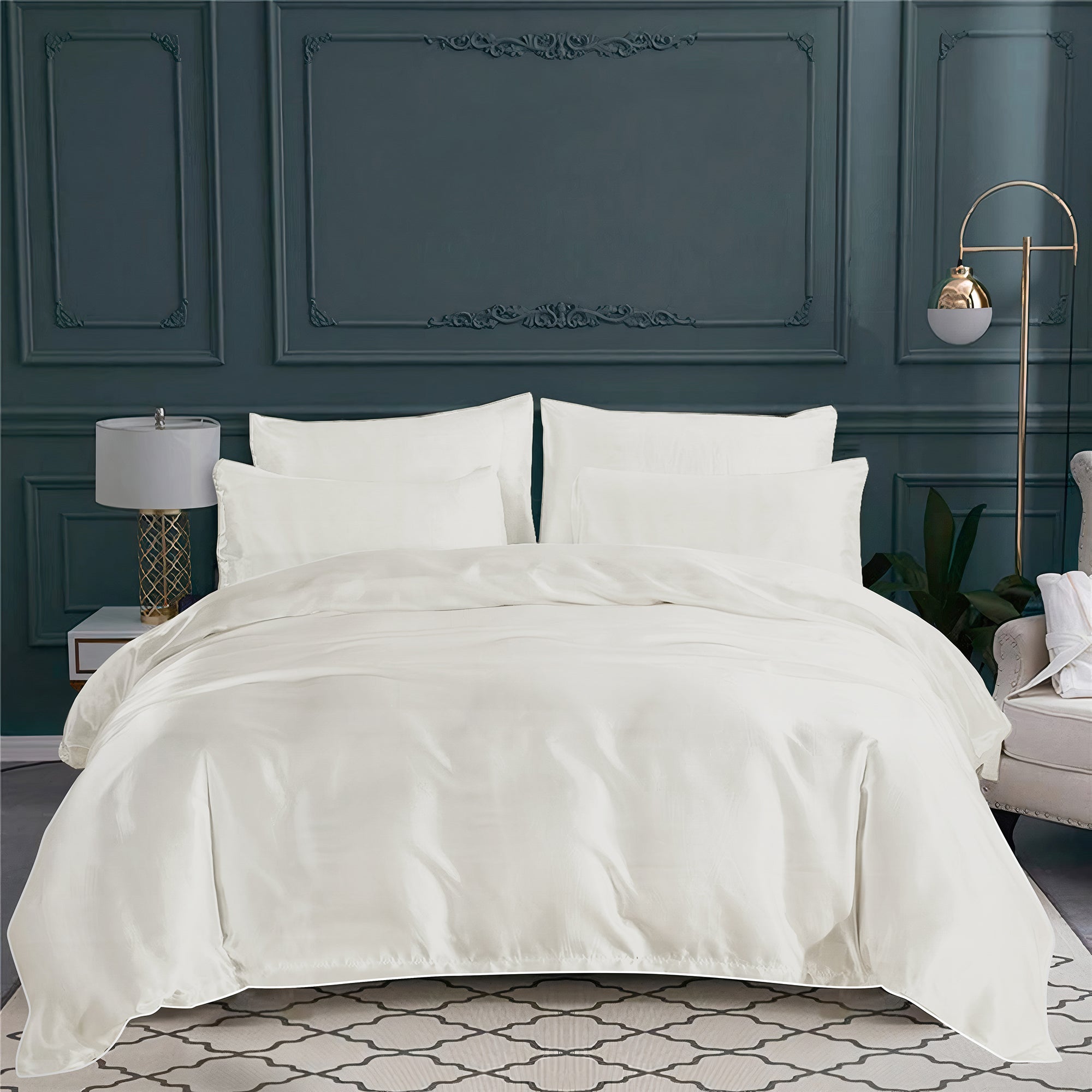 Taie d'oreiller Orsay en satin de coton - Blanc