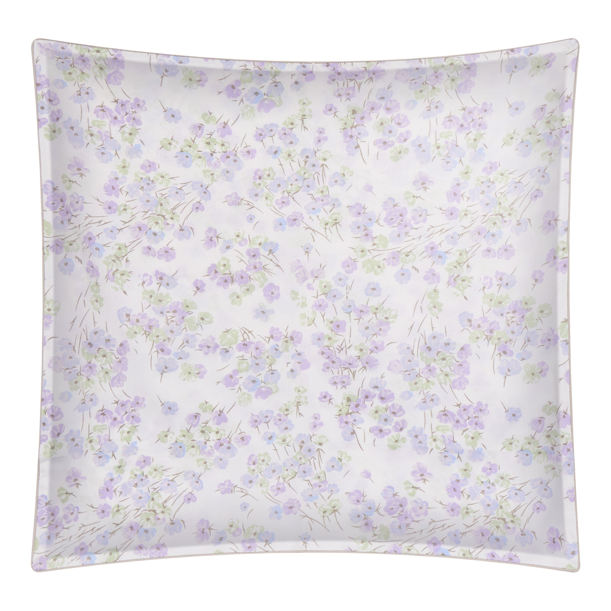 Housse de couette Petites anémones en voile de coton - Lilas, Bleu & Vert