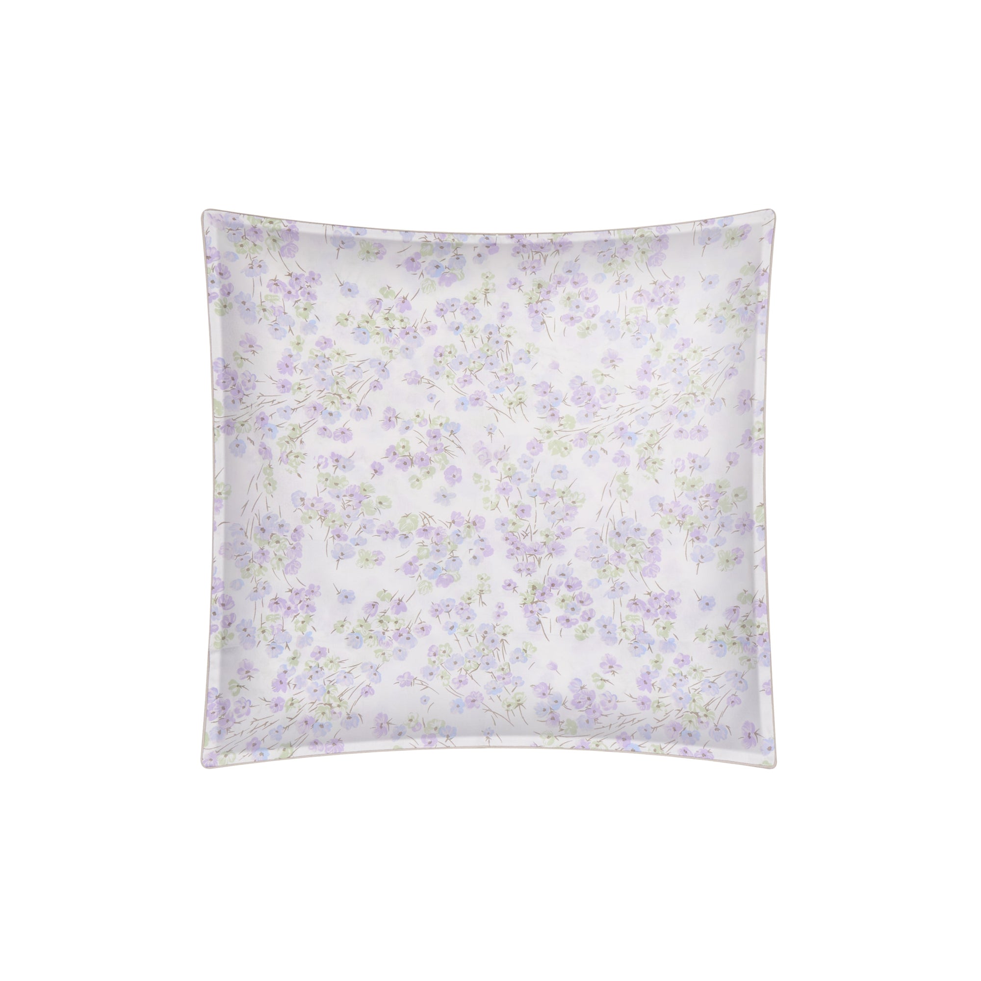 Taie d'oreiller Petites anémones en satin de coton - Lilas, Bleu & Vert