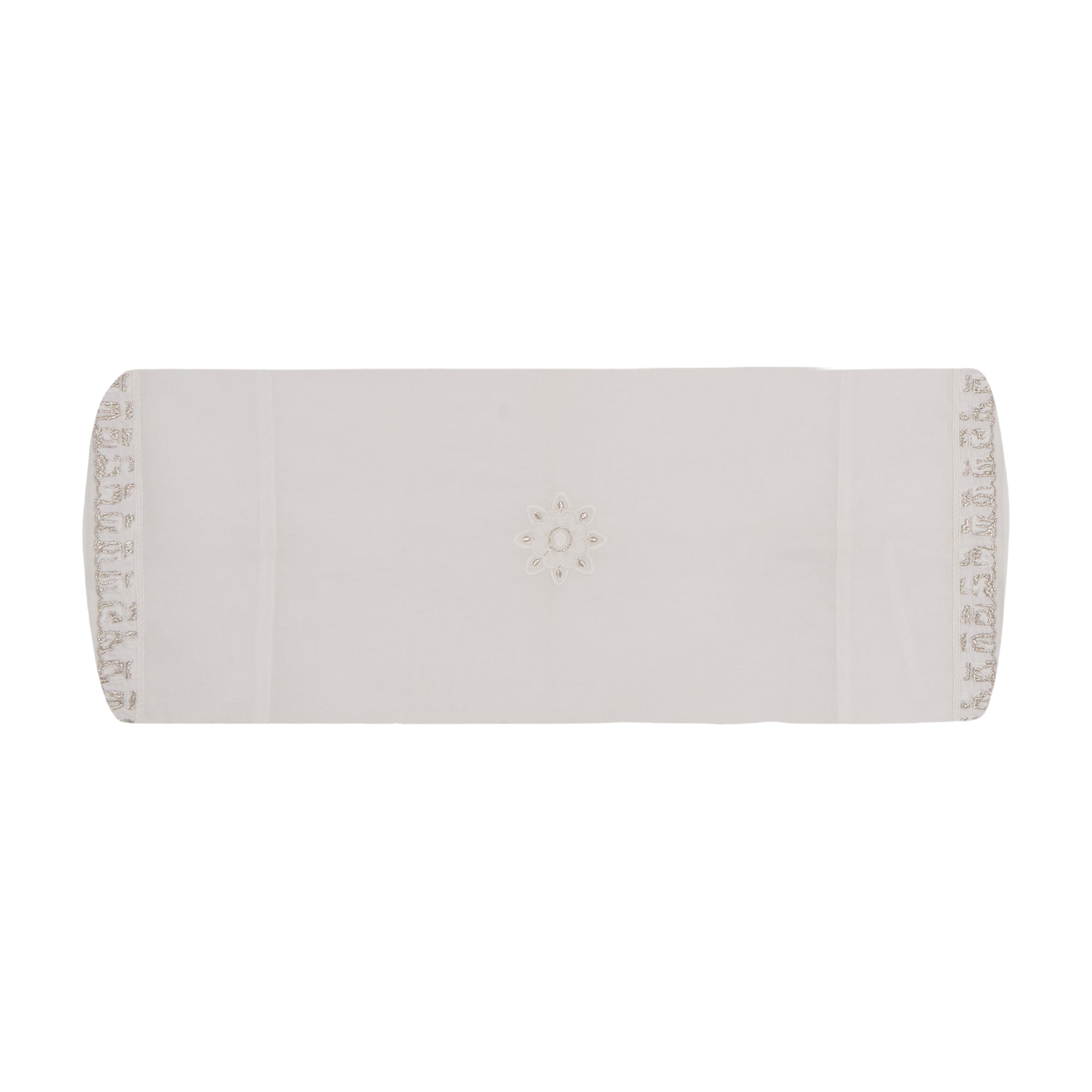 Housse de couette Pompons en voile de coton - Blanc & Argent