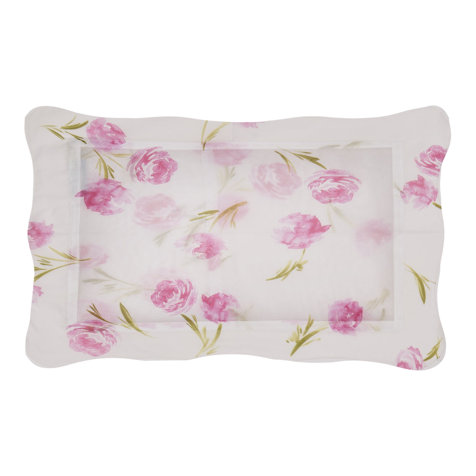Housse de couette Roses Déco en voile de coton - Rose & Vert