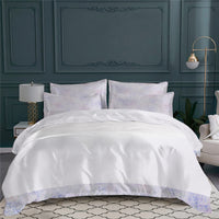 Parure de lit Arcadie en voile de coton - Parme, Bleu & Vert