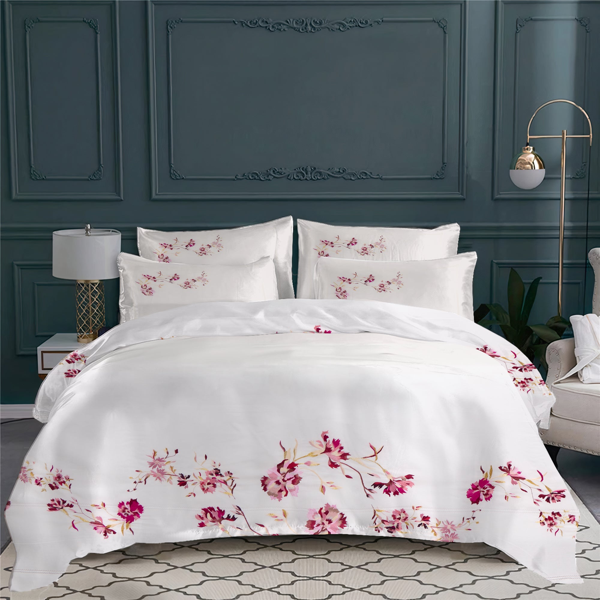Parure de lit Arpege en voile de coton - Prune, Rose & Or