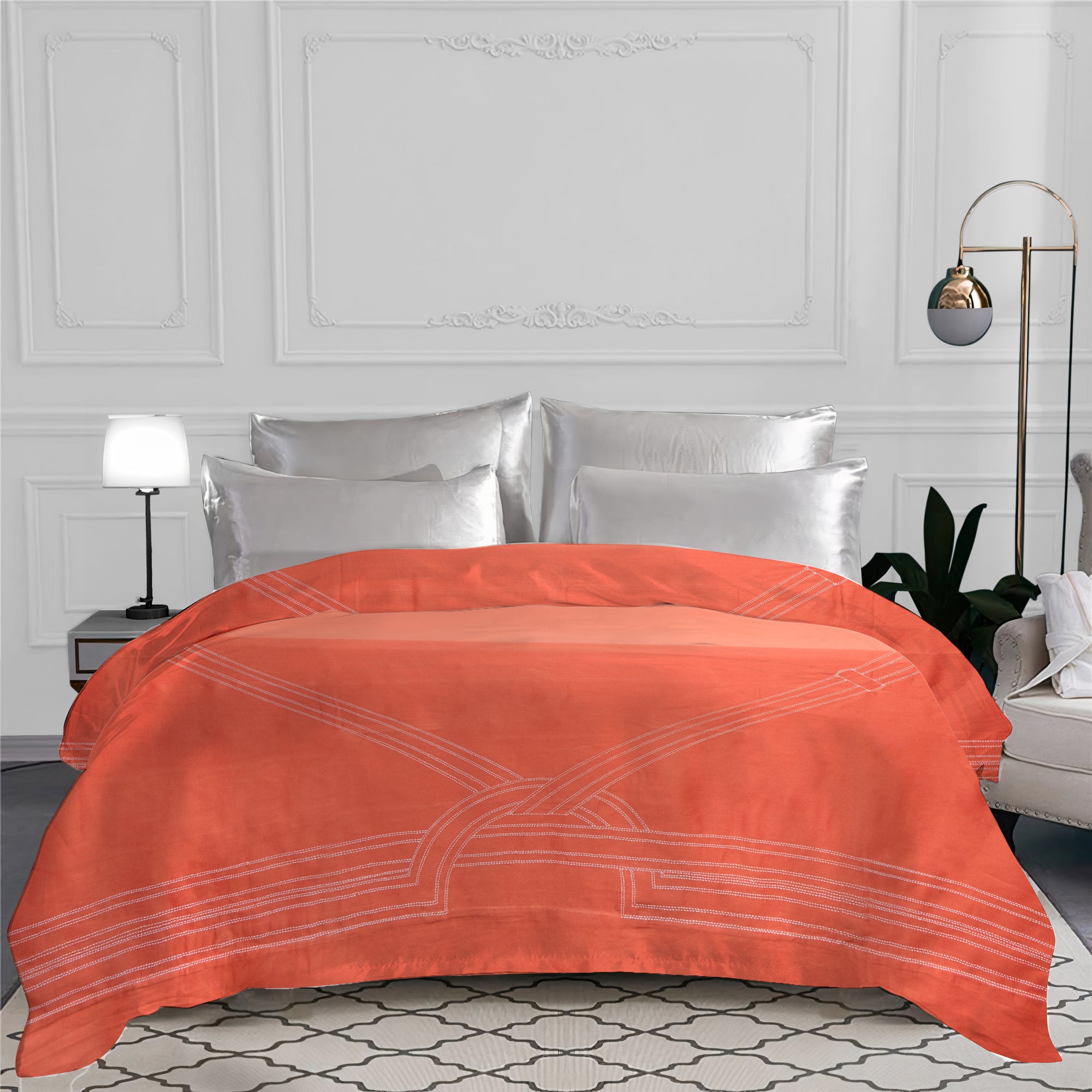 Housse de couette Attelage en satin de coton - Blanc
