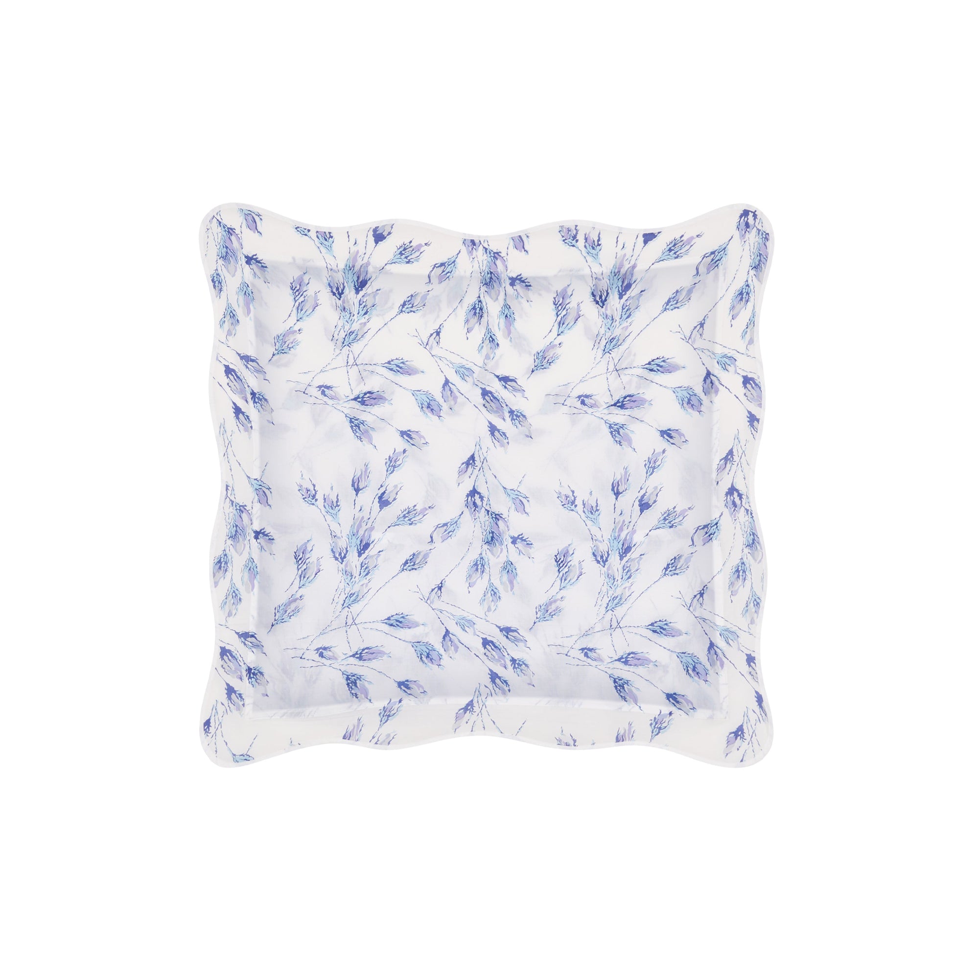 Taie d'oreiller Bouton de rose en voile de coton - Bleu lavande