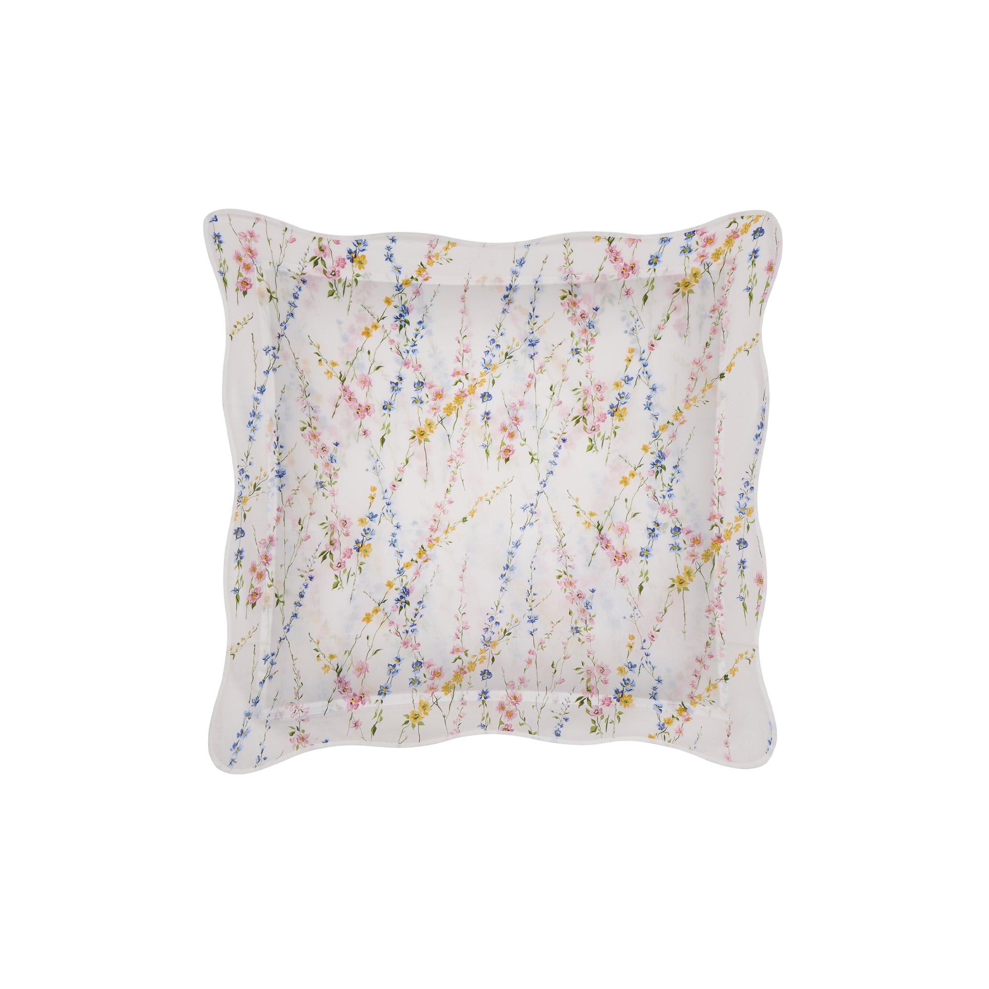 Taie d'oreiller Brindilles en voile de coton - Rose & Bleu