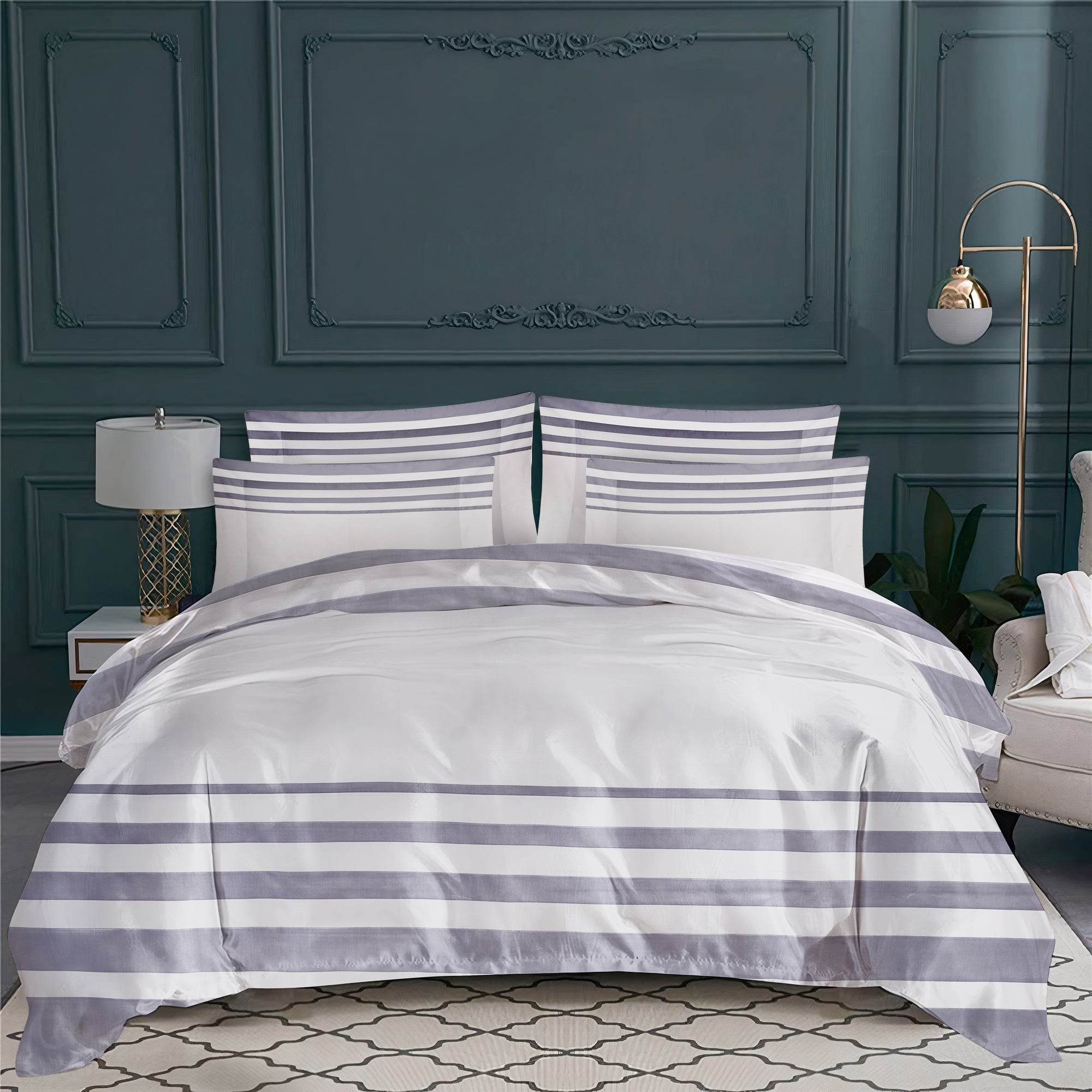 Parure de lit Deauville en satin de coton - Gris