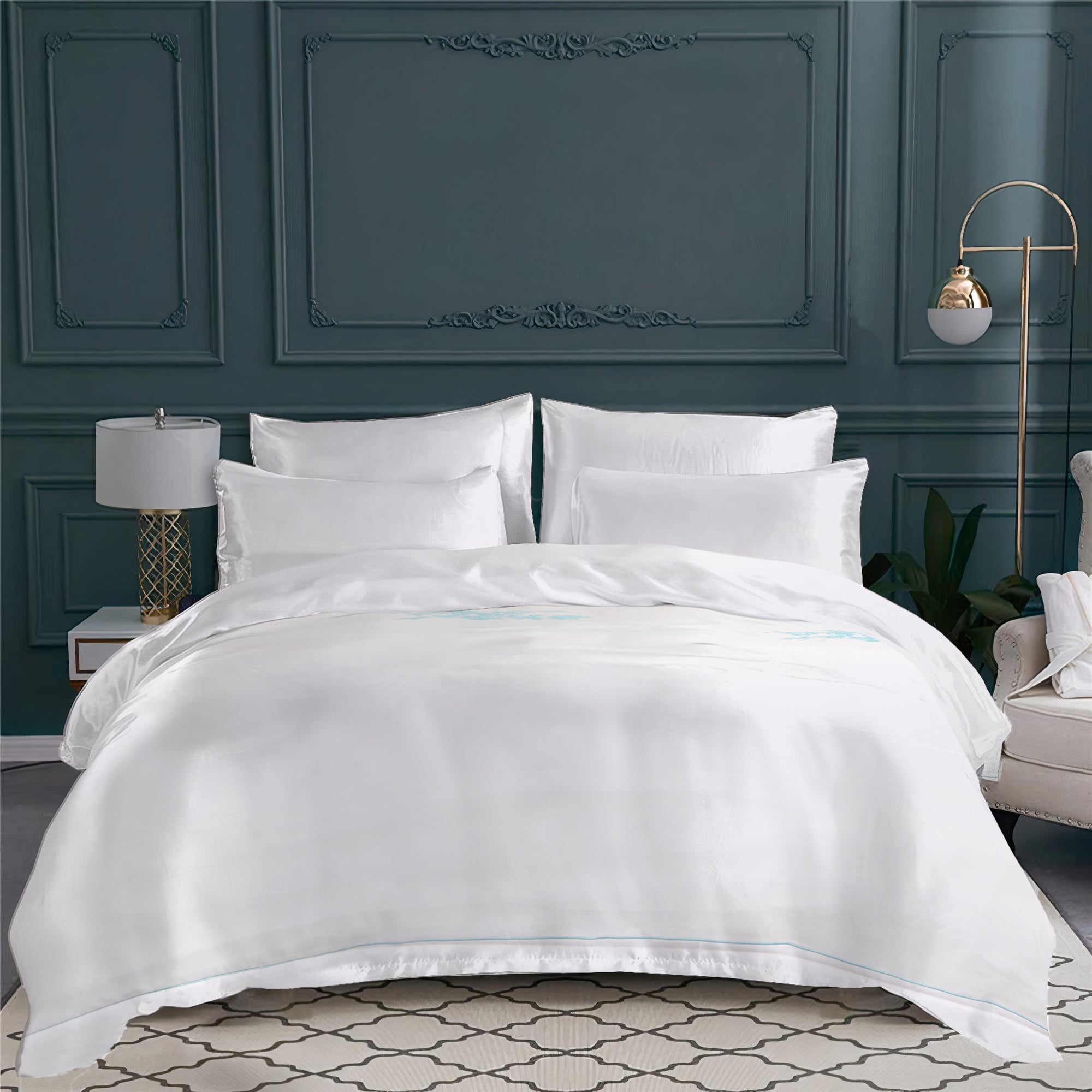 Housse de couette Favorite en voile de coton - Turquoise