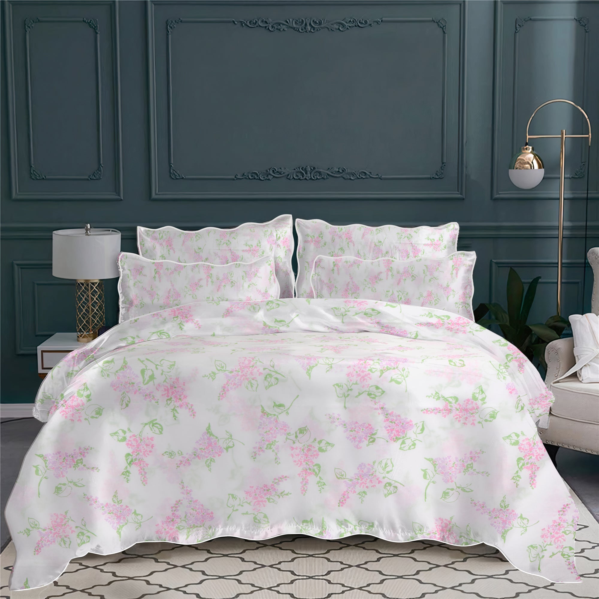 Lilac pillow case in cotton voile - Rose & lilac