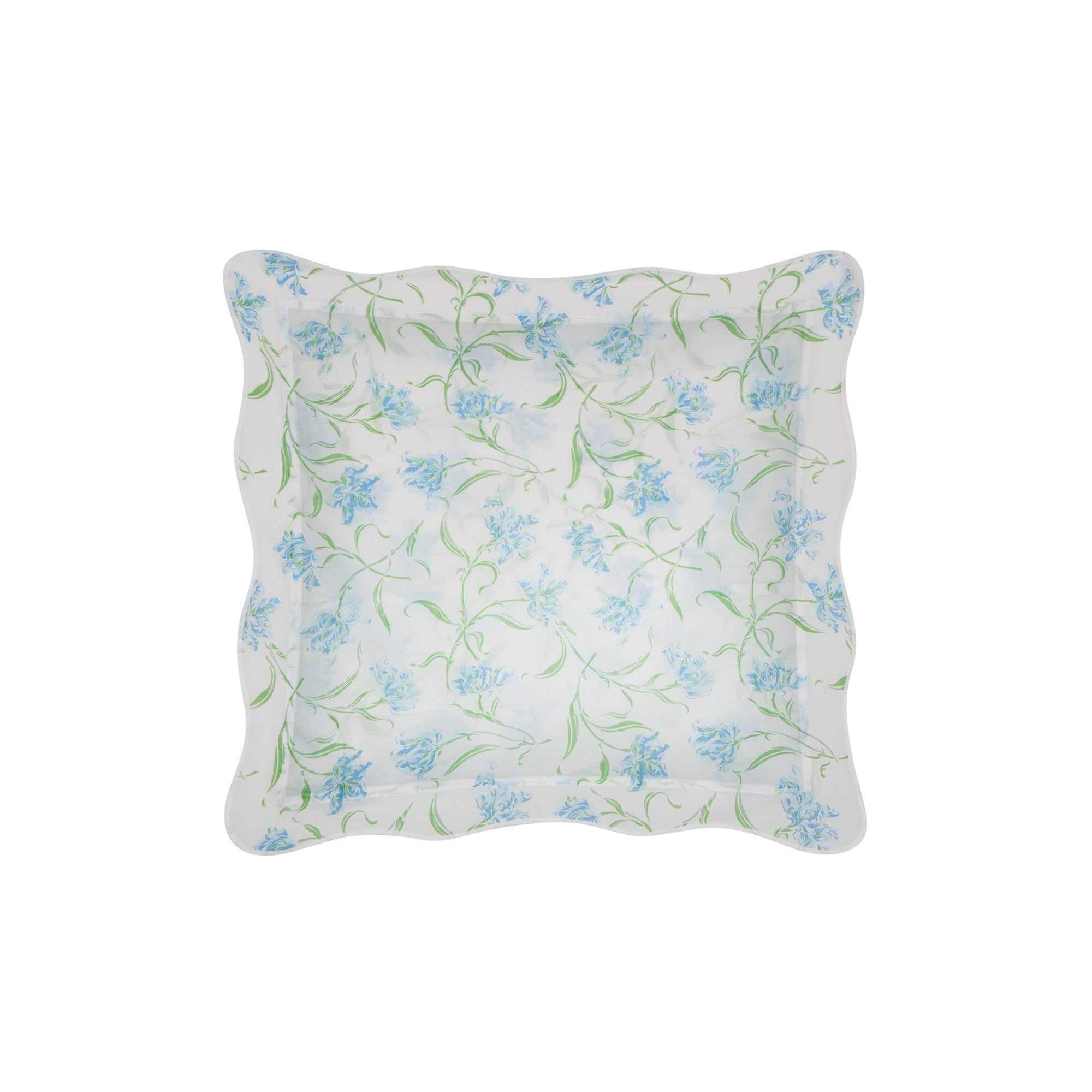 Taie d'oreiller Tulipe perroquet en voile de coton - Bleu & Vert