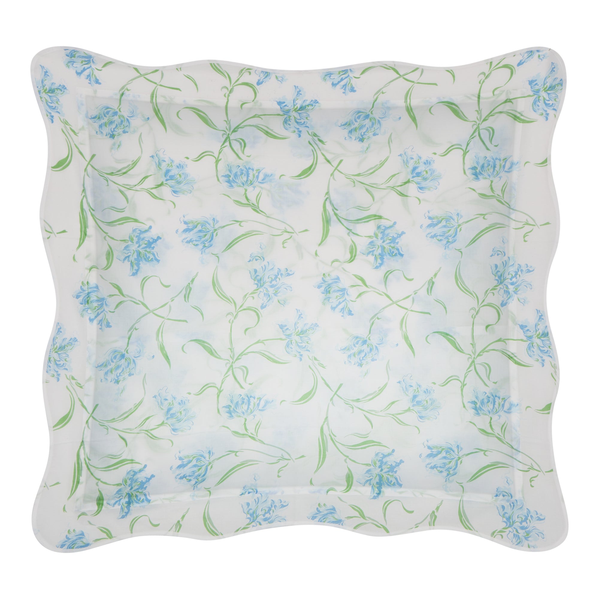 Parure de lit Tulipe perroquet en voile de coton - Bleu & Vert