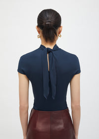 T-shirt Liza sans manches avec nœud - Turquoise