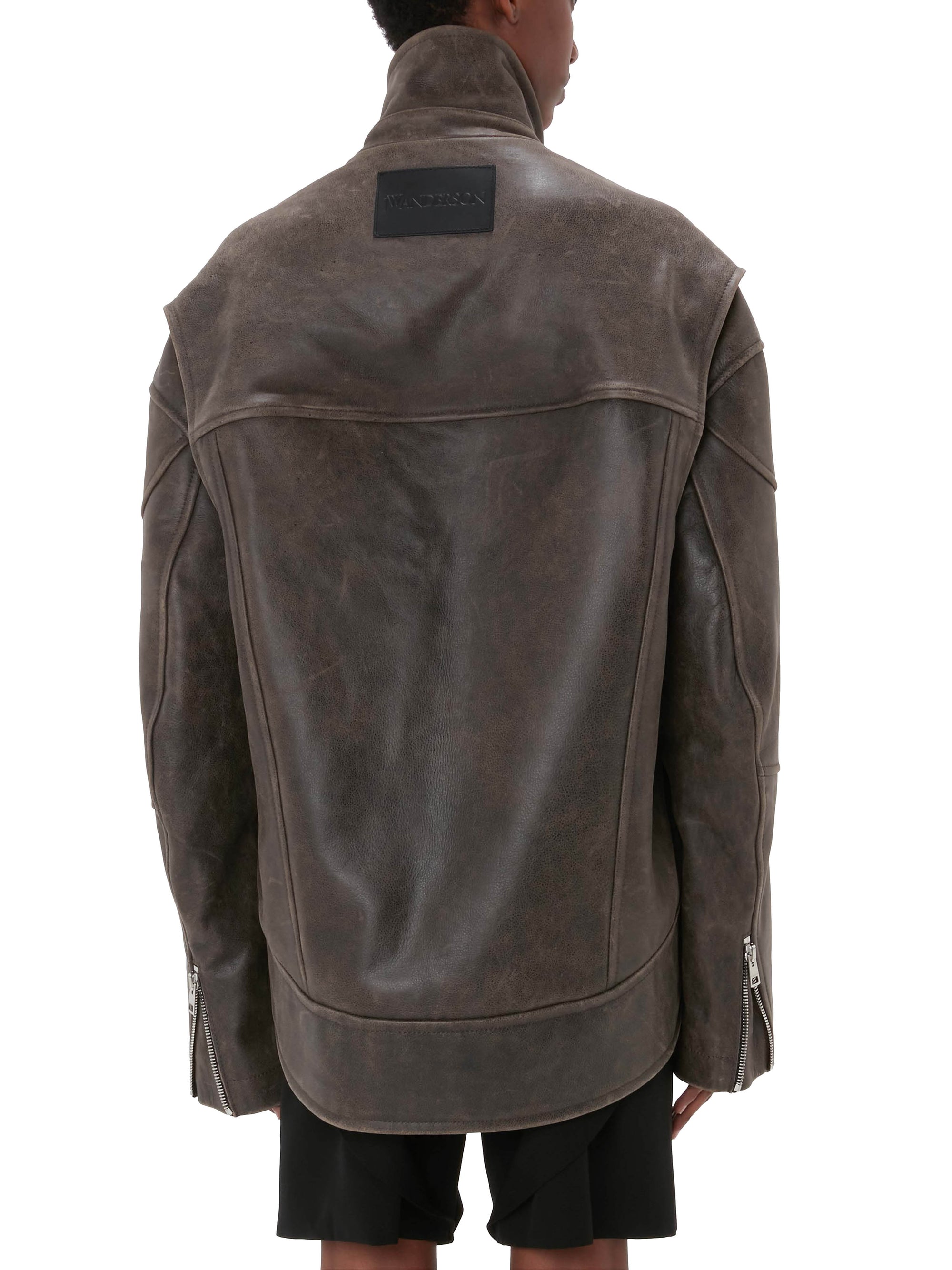Veste À Col Haut Et Ourlet Arrondis - Dark Brown