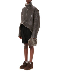 Veste à col haut en cuir - Dark Brown