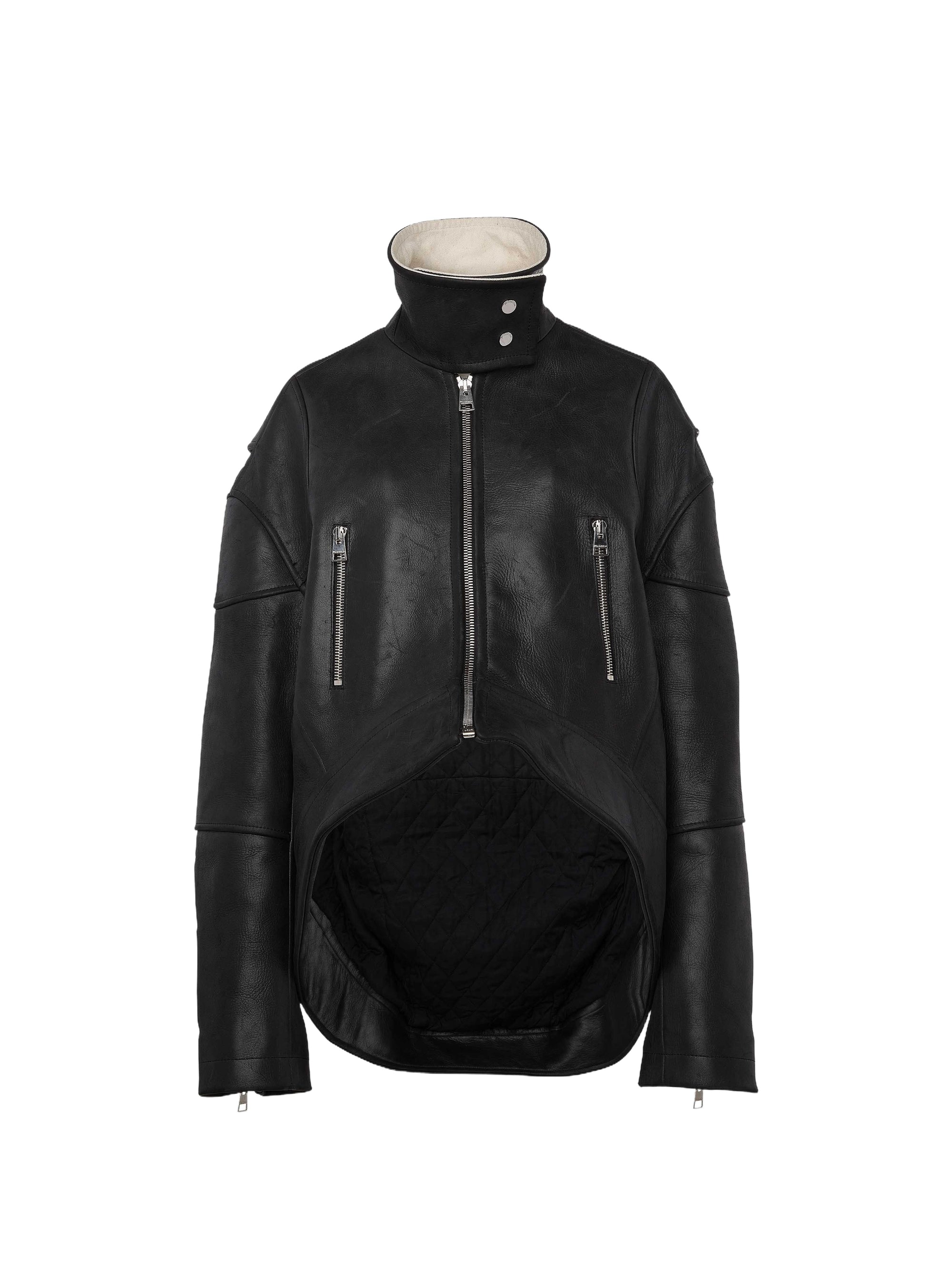 Veste À Col Haut Et Ourlet Arrondis - Black