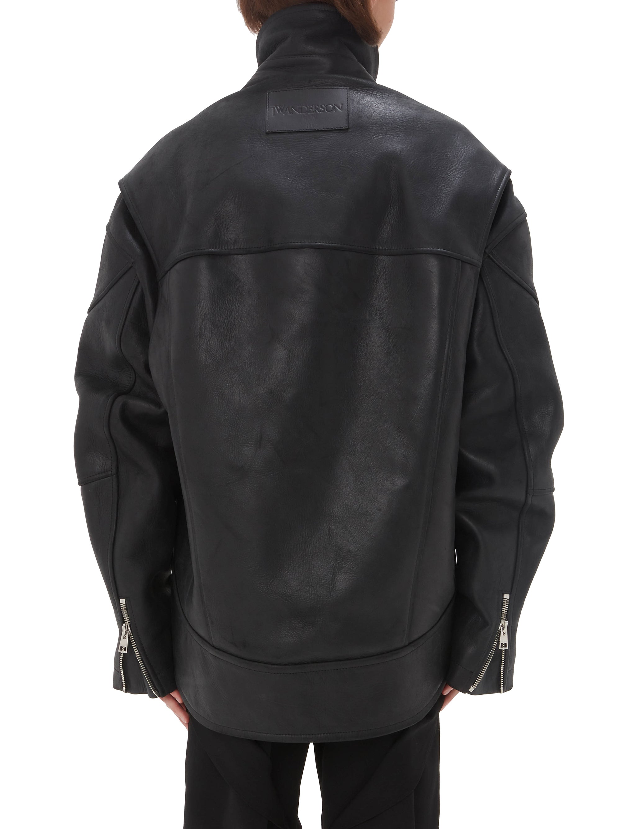 Veste À Col Haut Et Ourlet Arrondis - Black