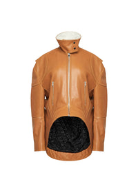 Veste à col haut en cuir - Tan