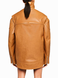 Veste à col haut en cuir - Tan