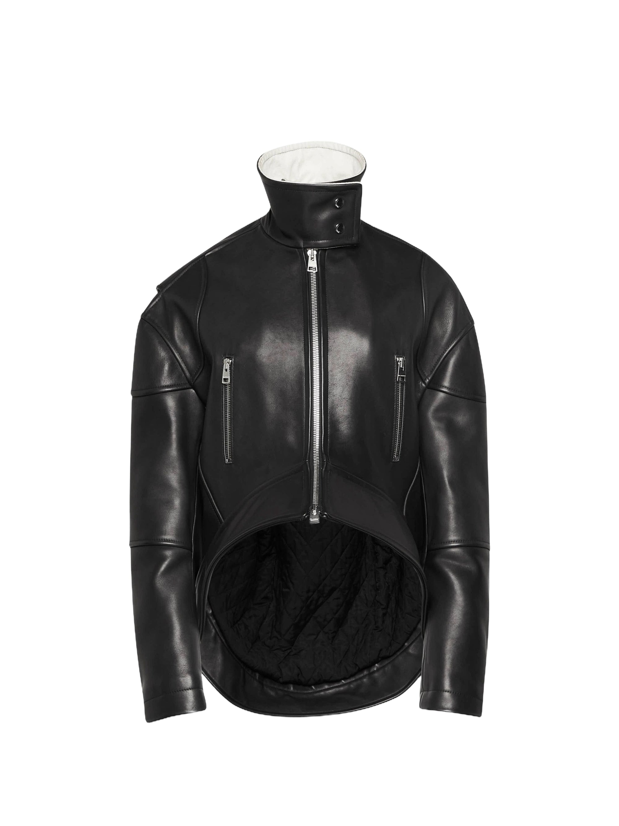 Veste À Col Haut Et Ourlet Arrondis - Black