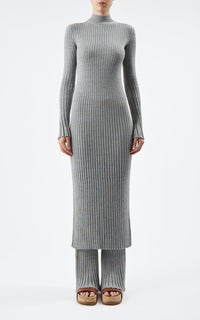 Light Blue Melange / Robe Castor en cachemire - Light Blue Melange