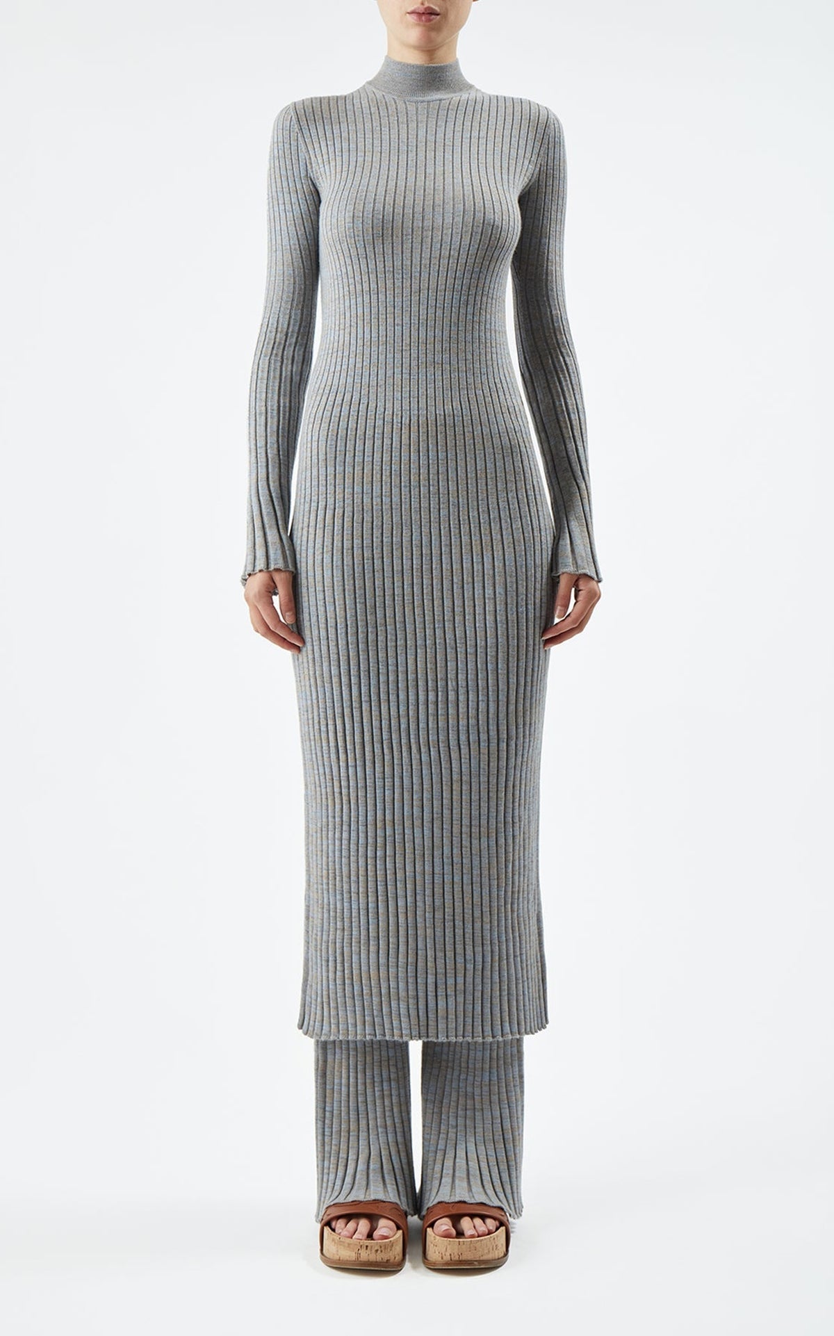 Light Blue Melange / Robe Castor en cachemire - Light Blue Melange