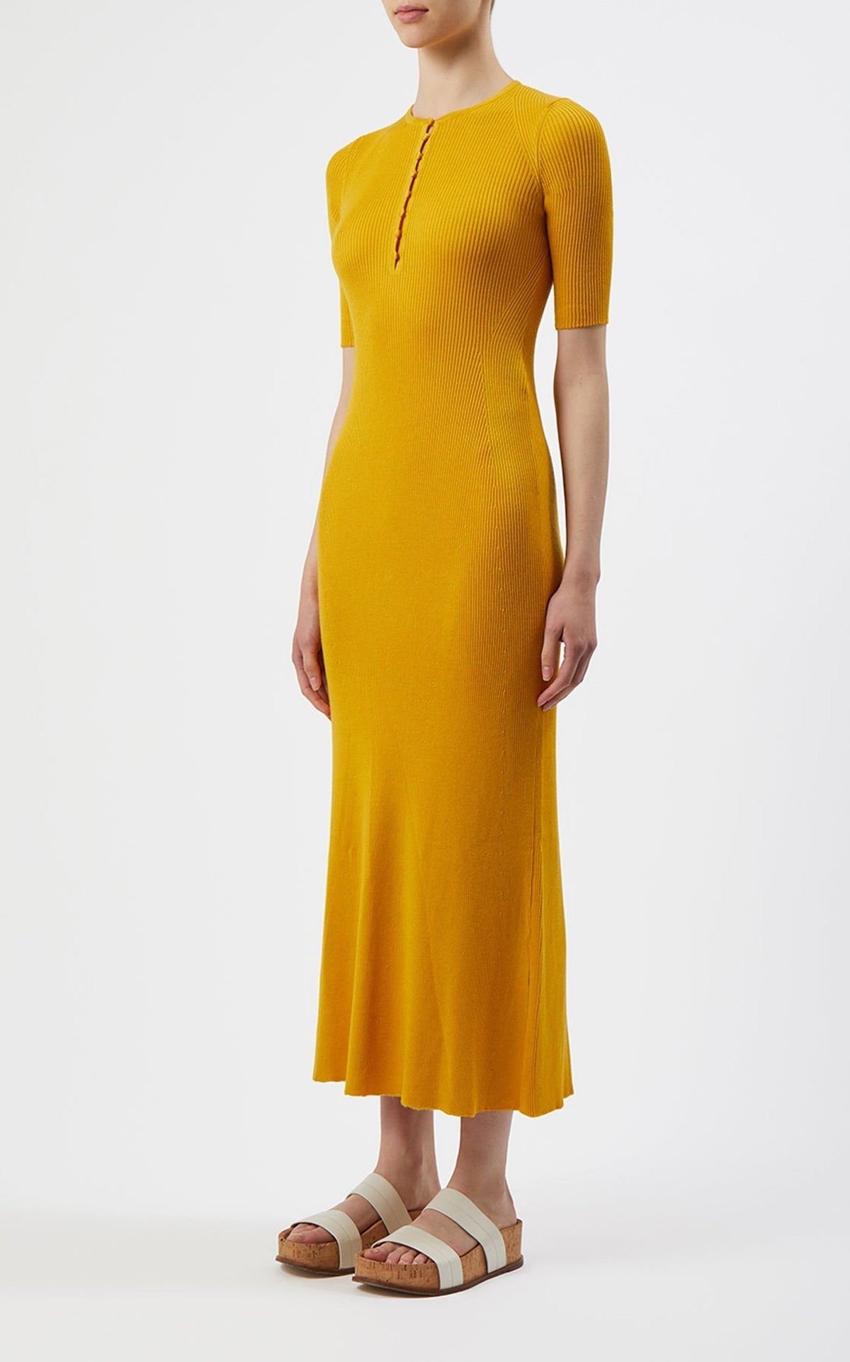 Yellow / Robe Johanna en cachemire et soie - Yellow