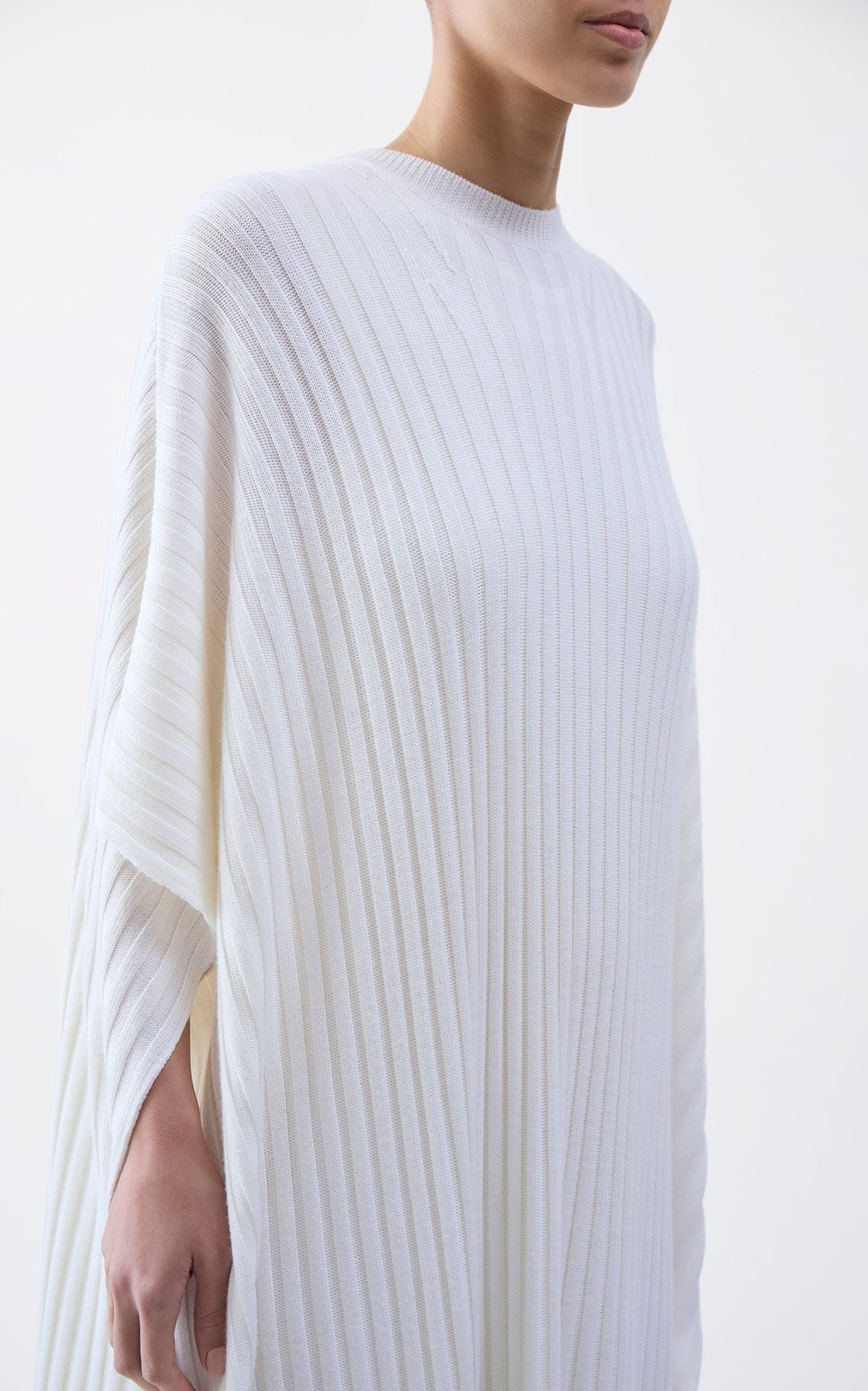 Ivory / Poncho Taos en laine et cachemire - Ivory