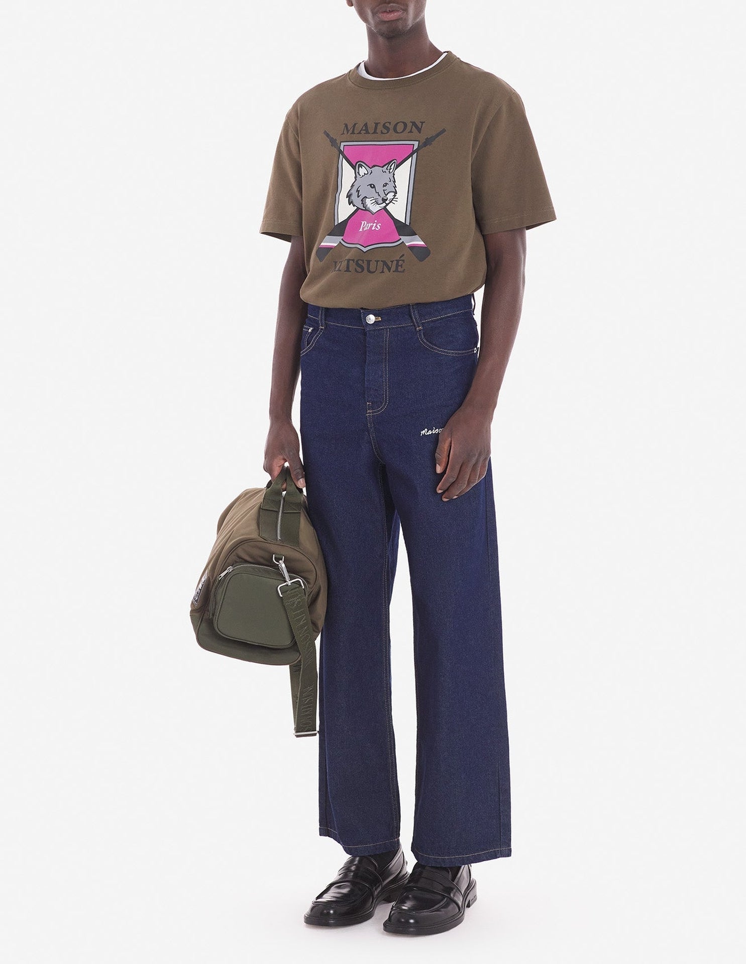 T-shirt, printed on front - Khaki