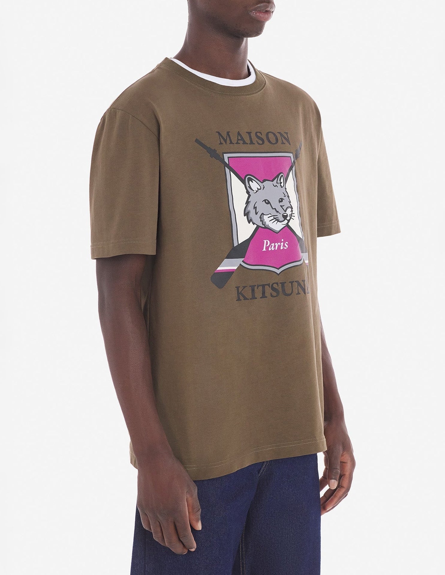 T-shirt, printed on front - Khaki