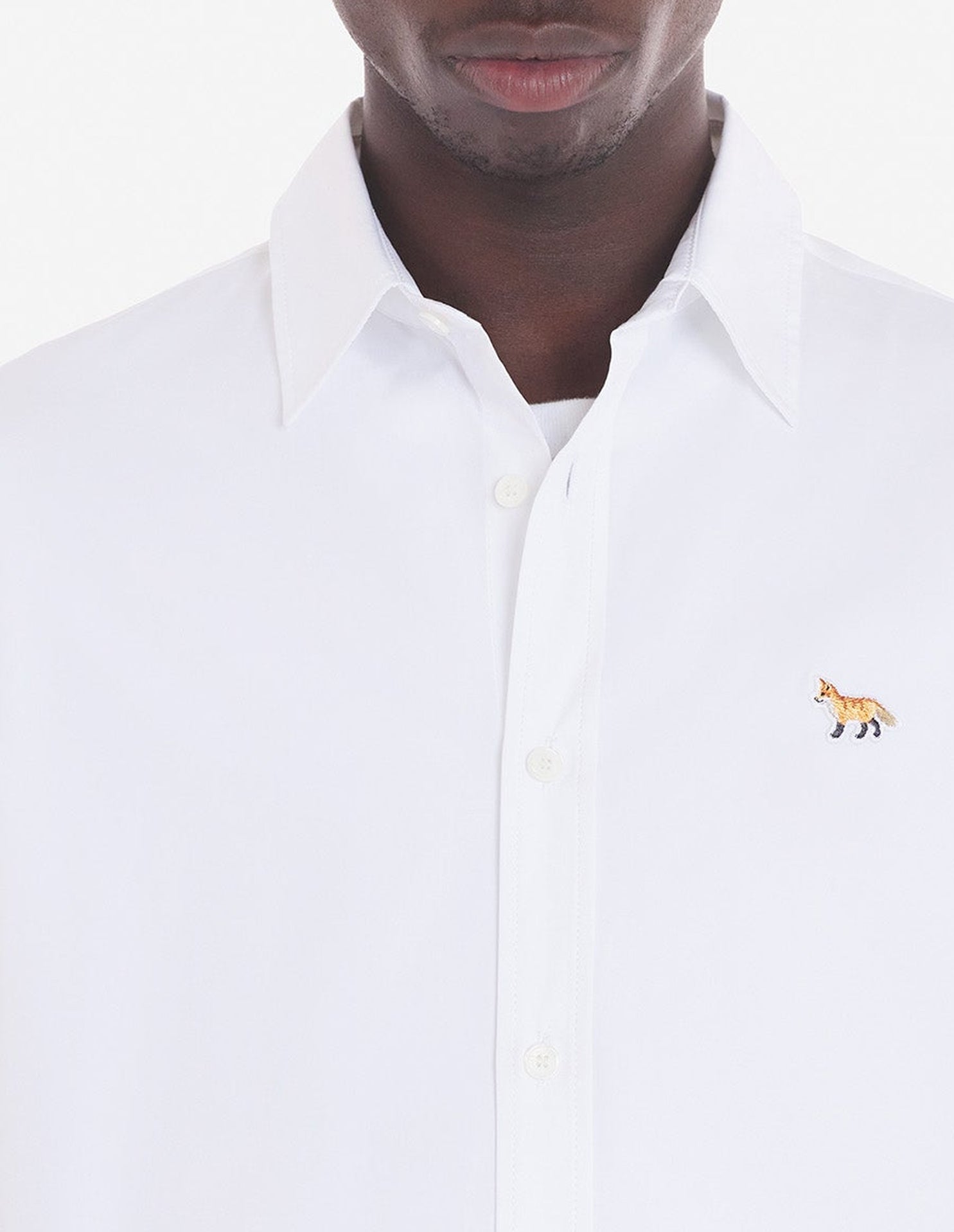 Chemise Oxford avec broderie - White