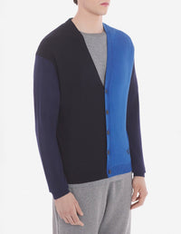 Cardigan à manches longues en laine - Black & Quartz Blue