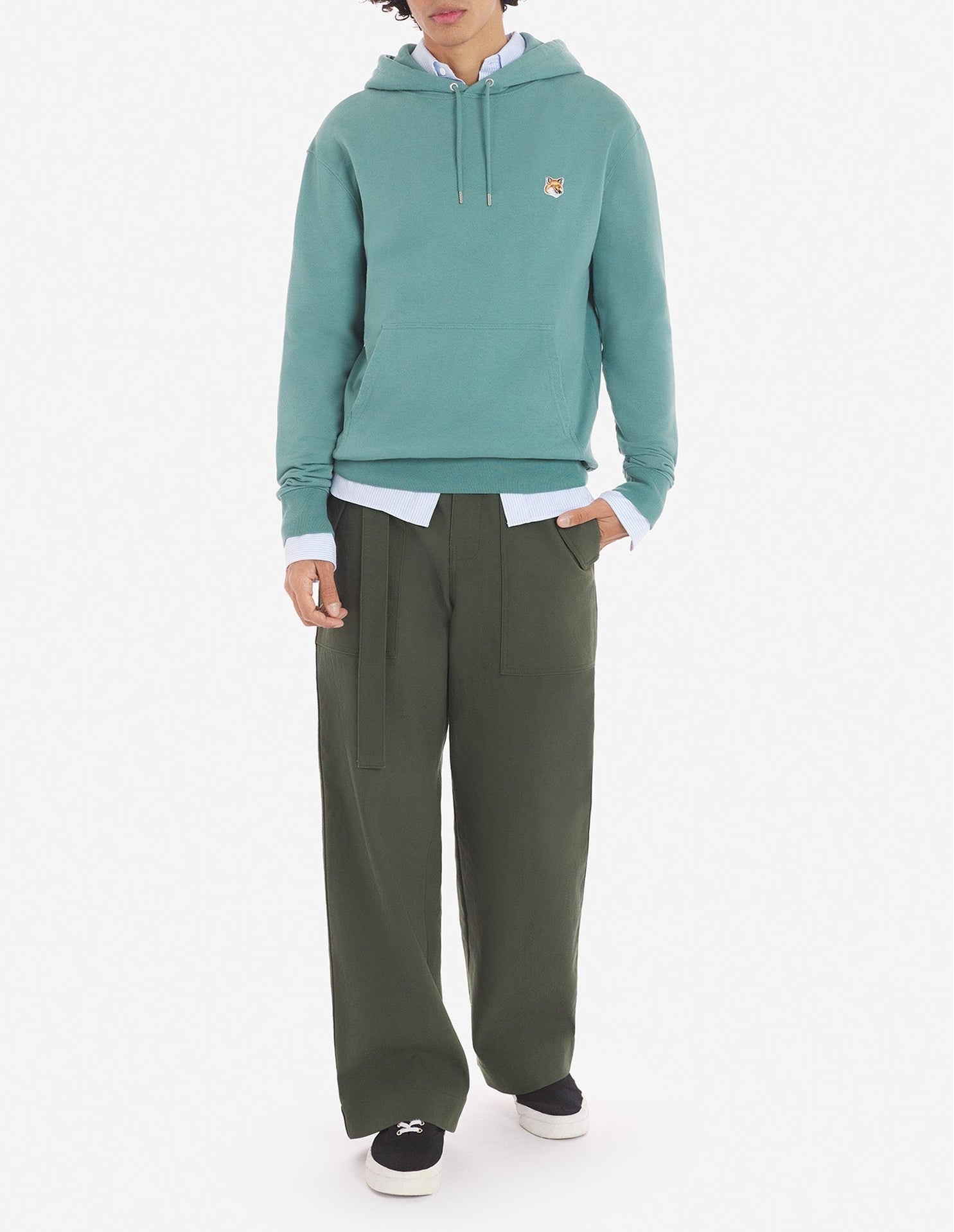 Sweat à capuche Fox avec écusson - Teal Grey