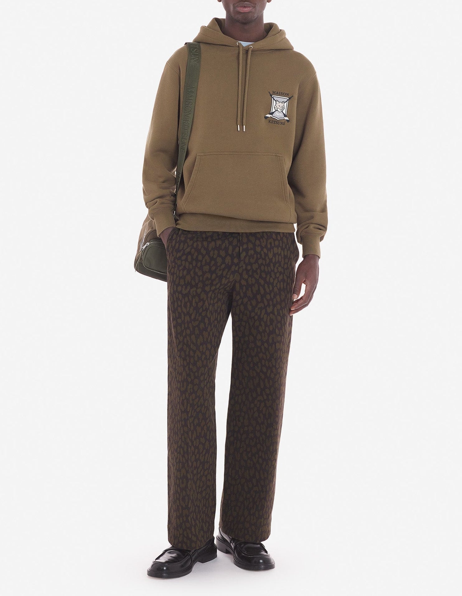 Sweat à capuche brodé - Khaki