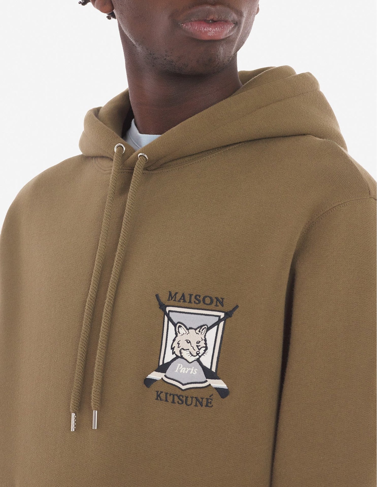 Sweat à capuche brodé - Khaki