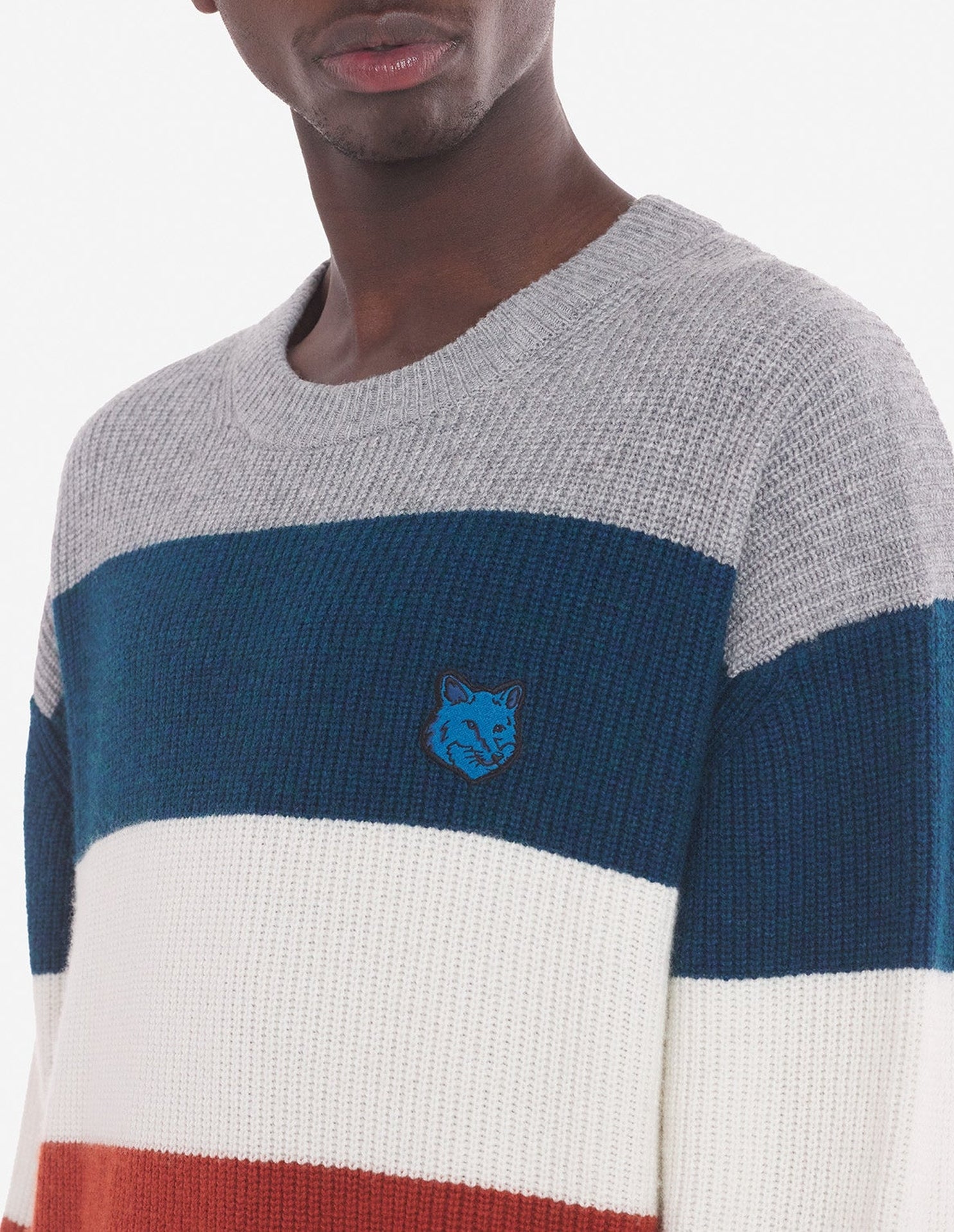 Fox ribbed jumper in wool and cashmere - White Stripes